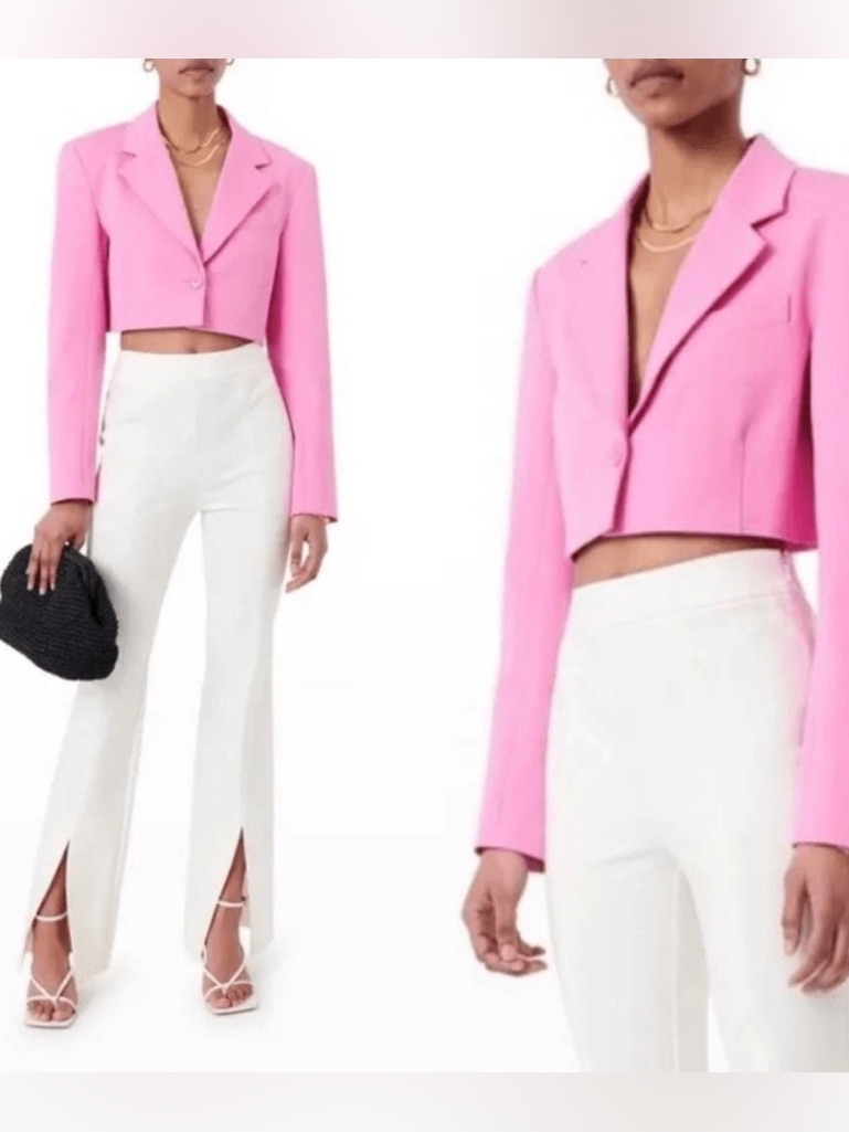 Derek Lam 10 Crosby Size 4 Candy Pink Courtney One Button Cropped Blazer